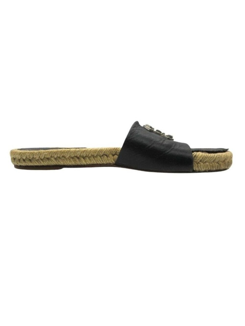 ★SOLD★ Chanel Sandals Espadrilles Color Stone CC Logo Flat Shoes 36 Black - Picture 3 of 9